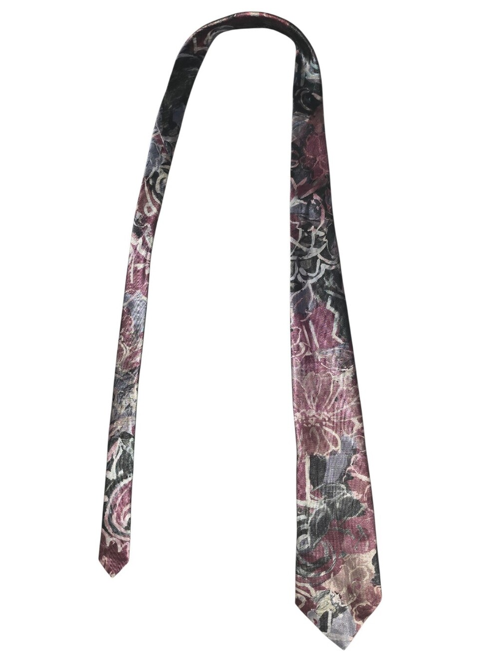6/8/39. Men's K.E.T.C.H. Floral Skinny Tie in Burgundy and Black - Classic Style